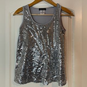 Slinky Brand Gray/silver sequins top